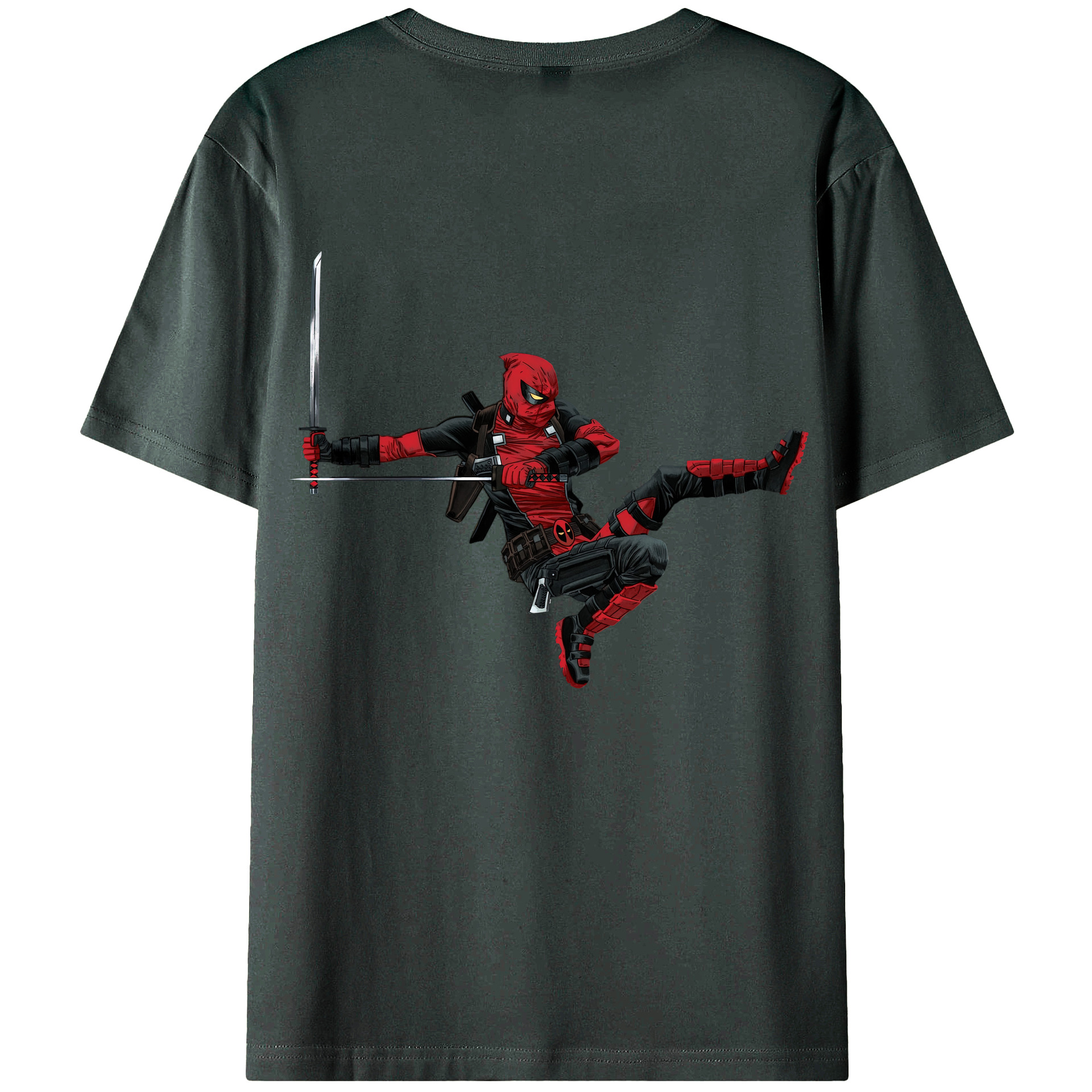 （画像用） Deadpool デッドプール 綿100％ メンズ半袖Tシャツ（バックプリント） 通気性